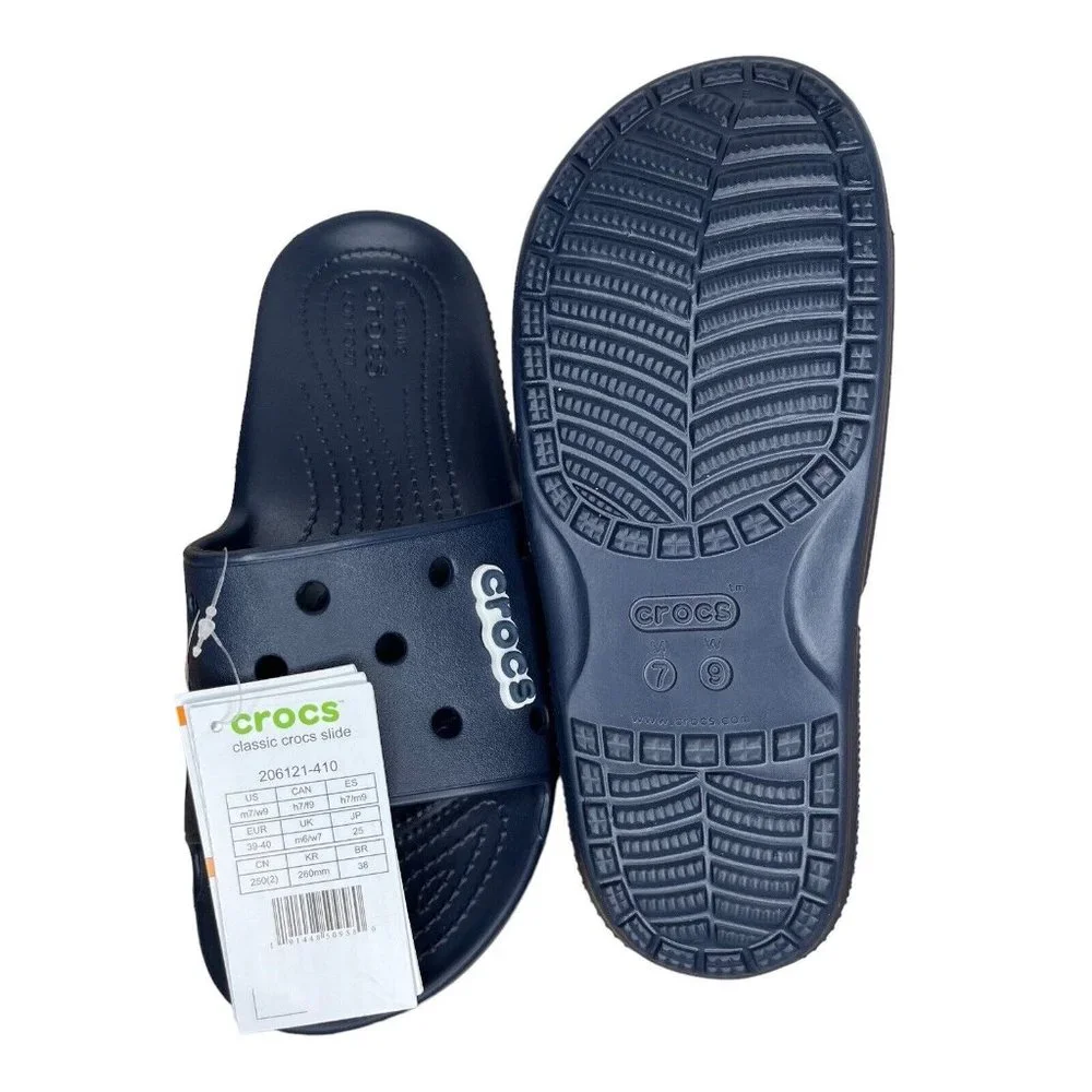 Crocs Womens Slide Sandals Size 9 Navy Water‎ Friendly Lightweight & Comfortable